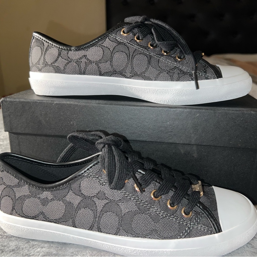 Coach Gray and Black Patterned Sneakers